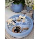 Tavita Mot/Turta, Buretata din Catifea cu 7 Piese - Albastru Deschis - TPT506