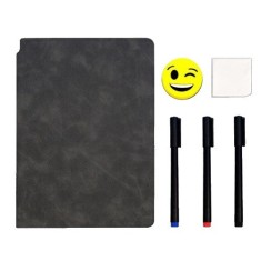 Set Agenda A5 Reutilizabila cu Pagini Tip Tabla, Agenda Pagini Albe cu Stergere Uscata, 3 Markere, 1 Burete și 1 Laveta de sters