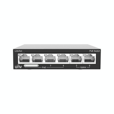 Switch 4 porturi PoE, 2 porturi uplink RJ45 - UNV NSW2020-6T-POE-IN foto