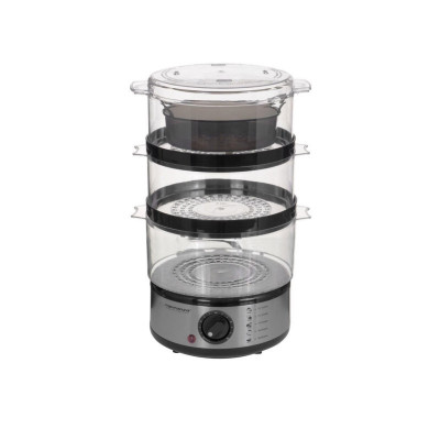 Aragaz cu aburi Esperanza EKG009 Vulcan, Timer, 400W, 7.5 litri, 3 nivele, Inox/Negru foto