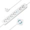 PRELUNGITOR LOGILINK, Schuko x 6, cablu 3G 1.5mm2, 230 V/16 A, 50 Hz, max. 3500 W, ON/OFF de picior pt. 4 prize, 1.5m, alb, &quot;LPS271&quot; (timbru verde 0.8