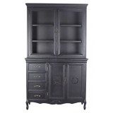 Bufet mare din lemn masiv negru cu decoratiuni HMD322, Comode si bufete