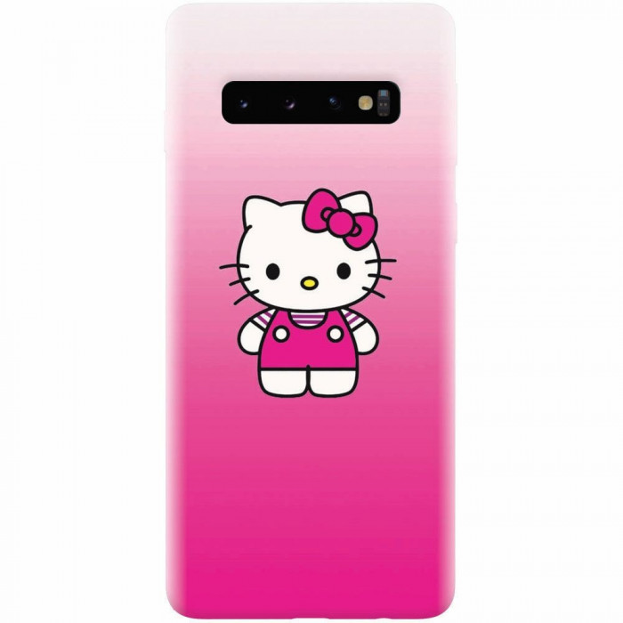Husa silicon pentru Samsung Galaxy S10, Cute Pink Catty