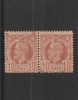 ROMANIA 1885/1888 LP 43 e REGELE CAROL I VULTURI HARTIE COLORATA VALOAREA 10 BANI ROSU PERECHE ORIZONTALA CU EROARE NESTAMPILATA, Nestampilat