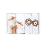 Trusou Botez 7 Piese Personalizat cu Broderie, Alb-Maro, Leu- TB41