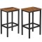 VASAGLE Set 2 scaune bar inalte, sezut dreptunghiular, cadru din otel, 40x30x65cm, stil industrial, maro rustic si negru Household NewTrend