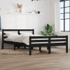 VidaXL Cadru de pat dublu 4FT6, negru, 135x190 cm, lemn masiv