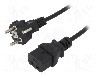 Cablu alimentare AC, 1.8m, 3 fire, culoare negru, CEE 7/7 (E/F) mufa, IEC C19 mama, AKYGA - AK-UP-01