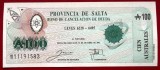 Argentina 100 australes 1991 provincia Salta UNC necirculata **