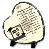 Placa Ardezie Inima Personalizata 20x20 cm cu Poza E i Mesaj de Absolvire , Happy Graduation