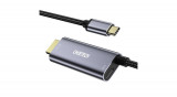 Choetech Adaptor unidirecțional USB Type-C la HDMI 4K 60Hz + USB Type-C Power Delivery, 60W, 1,8m, gri (XCH-M180-GY)