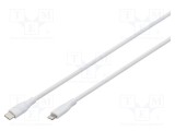 Cablu USB 2.0 DIGITUS Lightning - USB C, 2m, alb, nichelat