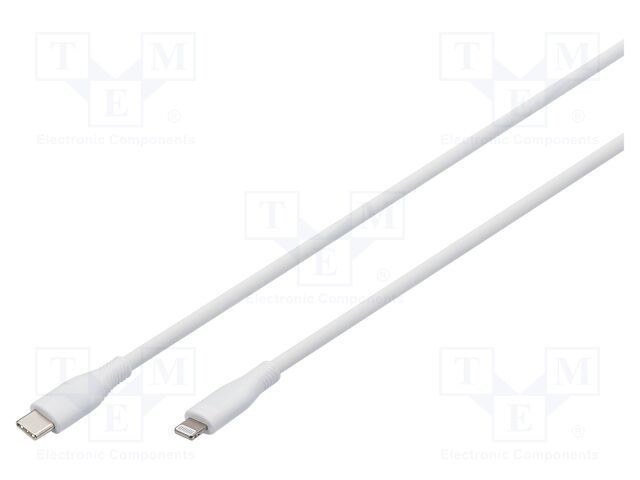 Cablu USB 2.0 DIGITUS Lightning - USB C, 2m, alb, nichelat