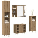 Set mobilier de baie, 4 piese, stejar artizanal, lemn prelucrat