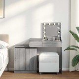 vidaXL Masă de toaletă cu LED, gri sonoma, 115x37x110,5 cm