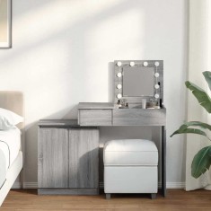 vidaXL Masă de toaletă cu LED, gri sonoma, 115x37x110,5 cm
