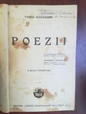 Poezii- Vasile Alecsandri A doua tiparitura foto