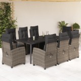 vidaXL Set mobilier grădină cu perne, 9 piese, gri, poliratan 3213001