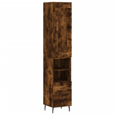 Dulap inalt, stejar fumuriu, 34,5x34x180 cm, lemn prelucrat