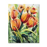 Tablou cu lalele pictat manual, 50x40cm acril pe panza, Kenny Varniote