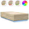 VidaXL Cadru de pat cu LED stejar sonoma 75x190 cm lemn prelucrat