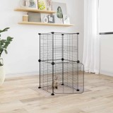 VidaXL Cușcă animale de companie cu ușă, 8 panouri, negru 35x35cm oțel