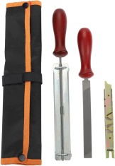 Set de 2 pile pentru ascutire lant de drujba SALVATOR, otel/lemn, rosu/argintiu