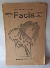FACLA - revista literara - publicatie veche - anul al 7-lea, numarul 7, datat 17 Februarie 1923 - rara