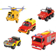 Set 4 Masinute si un Elicopter Fireman Sam foto