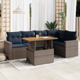 vidaXL Set mobilier grădină cu perne, 6 piese, gri, poliratan