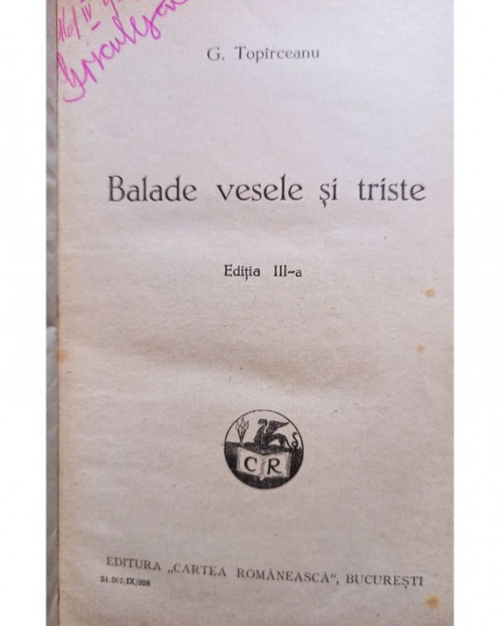 G. Topirceanu - Balade vesele si triste (editia 1928)