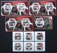R.DU TCHAD-MOTOCICLETE-SET 6 V.+4 S/Sh.NEOBLITERATE-DANTELATE-MNH** - EP 056