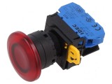 Comutator cu două poziţii acţionat prin apăsare - roșu 22mm