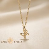 Colier Fluturele Delicat , Colier placat cu aur 14K cu zirconia albe