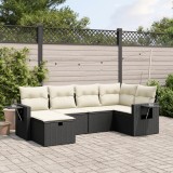 Gossi set mobilier de gradina cu perne, 6 piese, negru, poliratan