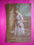 HOPCT 12149 ANUL 1918 -FELICITARE VECHE -FEMEI FRUMOASE -FRANTA -EUROPA - -ROMANTICA- -CIRCULATA