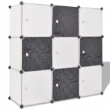 Dulap de depozitare tip cub, cu 9 compartimente, negru si alb GartenMobel Dekor, vidaXL
