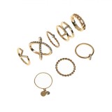 Set Inele Femei, Diferite Modele, Culoare Auriu, 8 Bucăți