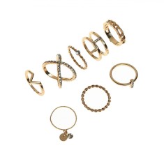 Set Inele Femei, Diferite Modele, Culoare Auriu, 8 Bucăți