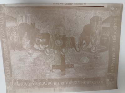 fotografie pictura de perete Manastirea Vacaresti .dimensiuni aprox 20 cm x 14 cm . foto