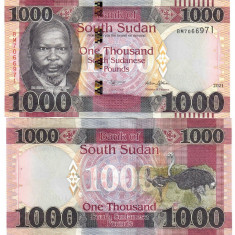 SUDAN DE SUD █ bancnota █ 1000 Pounds █ 2021 █ P-17 █ UNC █ necirculata