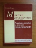 ADEZIUNEA POPULARA LA MISCAREA MEMORANDISTA de NICOLAE JOSAN , 1996 , DEDICATIE