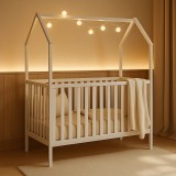 Pătuț pentru bebeluși Alavya Home ELLA 70x140 cm din lemn de pin, alb