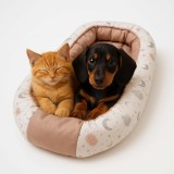 Culcus roz pentru caini de talie mica si pisici, tip cuib, lavabil