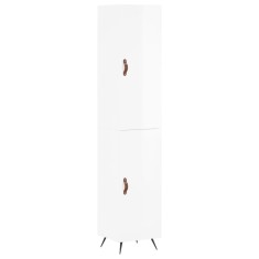 Dulap inalt, alb extralucios, 34,5x34x180 cm, lemn prelucrat