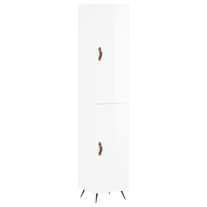 Dulap inalt, alb extralucios, 34,5x34x180 cm, lemn prelucrat