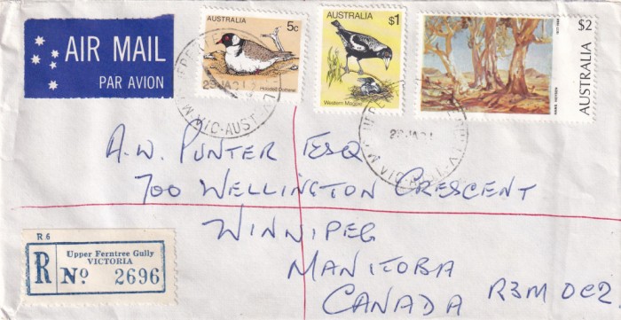FILATELIE TEMATICA - PLIC AUSTRALIA TEMATICA PASARI AIRMAIL