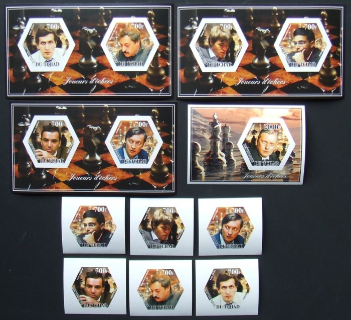 R.DU TCHAD-SAHISTI CELEBRI-SET 6 V.+4 S/Sh.NEOBLITERATE-DANTELATE-MNH** - EP 043