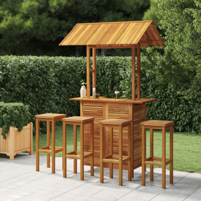 vidaXL Set mobilier de bar de grădină, 5 piese, lemn masiv de acacia foto
