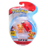 Set figurine Clip n Go, Pokemon, Teddiursa + Poke Ball, 2buc